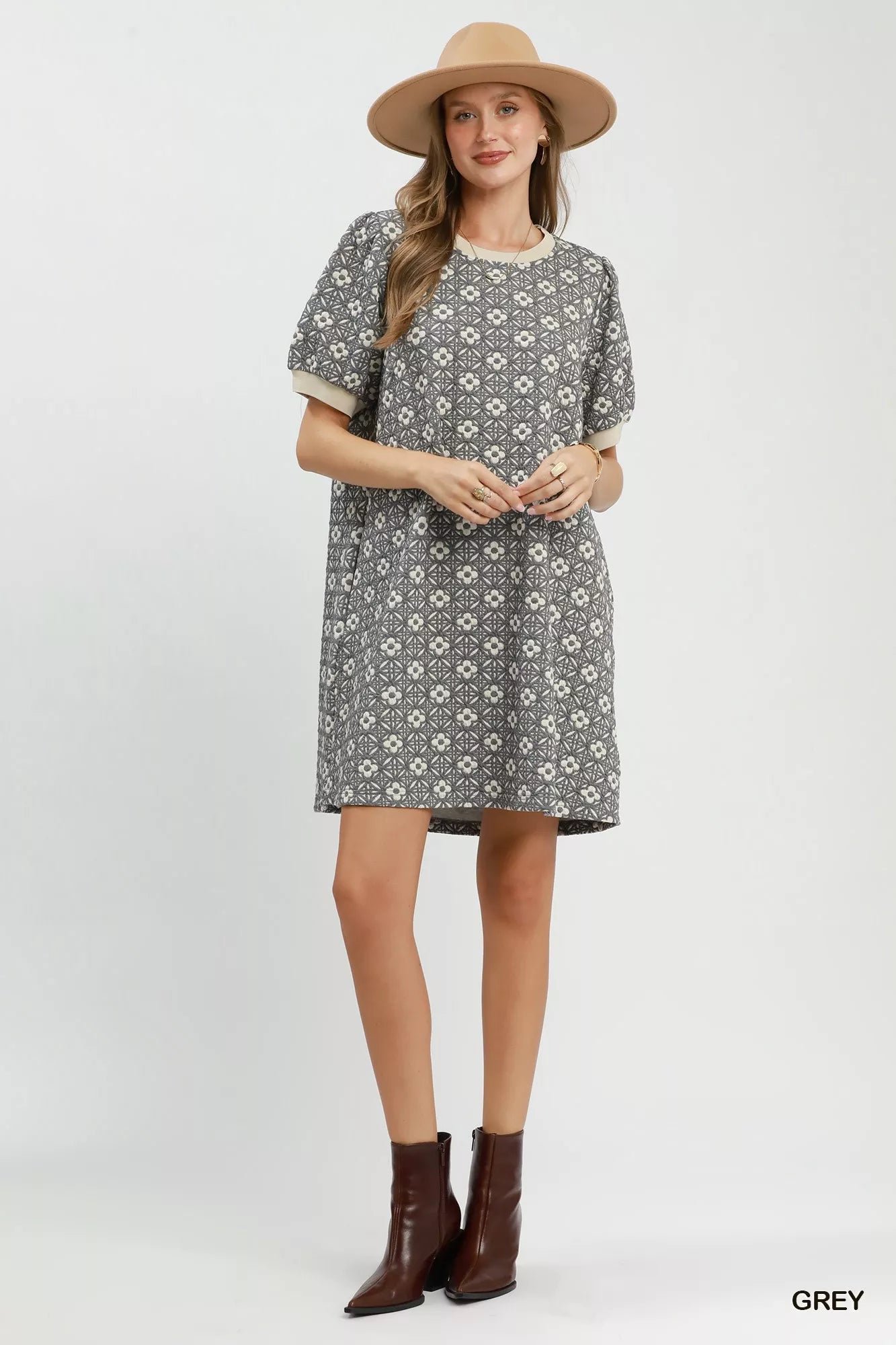 Umgee Floral Textured Puff Sleeve Mini Dress 6403fe66-d3a3-4f70-99f8-4cf2834843eb-Max-Origin