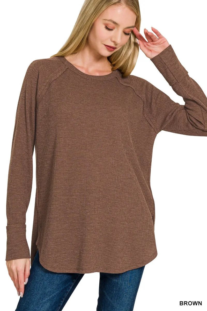 Zenana Baby Waffle Long Sleeve Top 6437c877b2a1485fb9a439edb9b2883a-Max-Origin