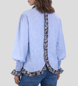 Striped Leopard Patchwork Button Down Shirt Striped Leopard Patchwork Button Down Shirt - Image 5