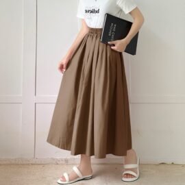 Long skirt, half body skirt, pure cotton trumpet pleated large swing skirt