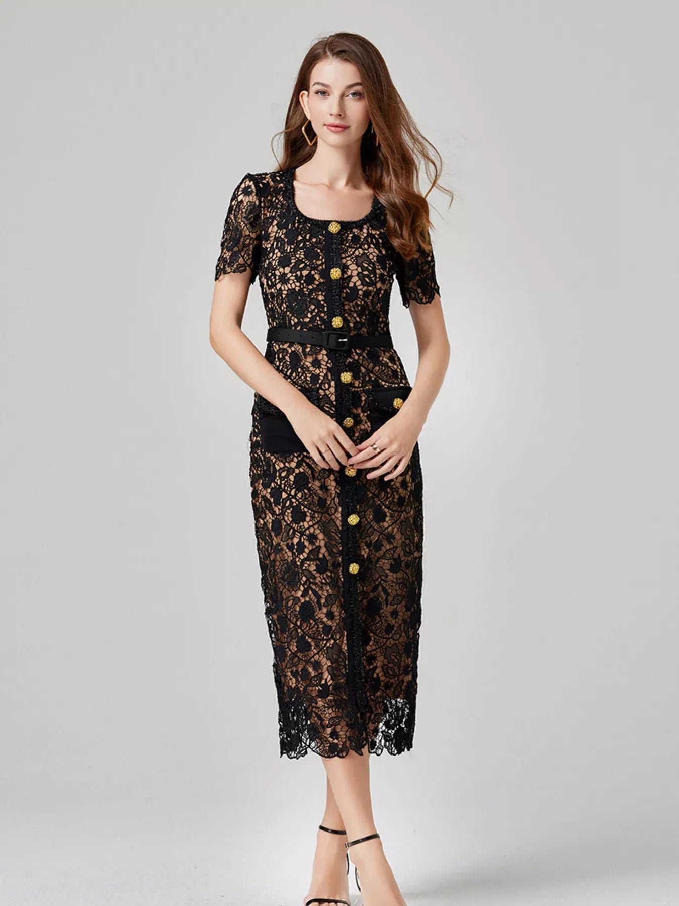 Lace Button-Up Midi Dress 682dc256b78449cfb44ba875ec857b82-Max-Origin