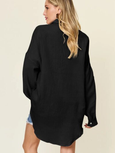 Double Take Full Size Pocketed Texture Button Up Shirt 692f7c1f-fe57-47e7-9a58-918c38a9508c-Max