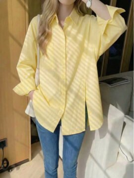 Women's Button Side Slit Shirt – Loose Fit Casual Blouse - Image 4