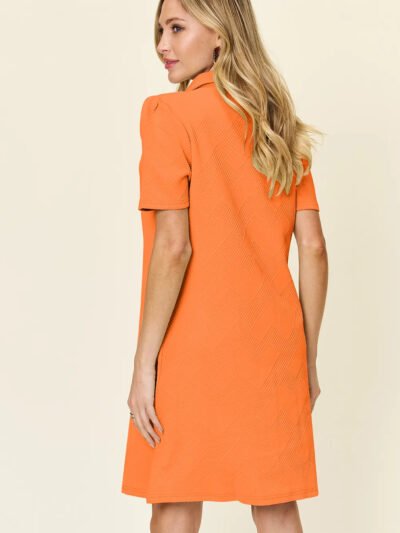 Double Take Full Size Texture Collared Neck Short Sleeve Dress 693c47a2-c7bd-46cf-96f7-6b0f31f882bb-Max