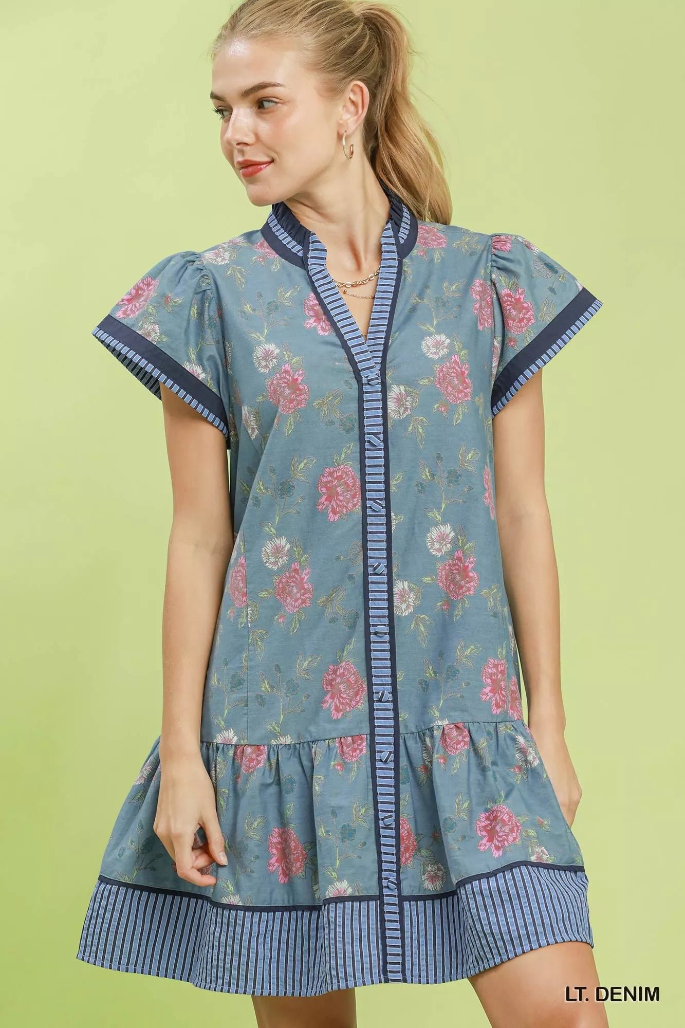 Umgee Floral Contrast Trim Ruffle Hem Mini Dress 6b44b1c3-f7f2-45f8-8b2c-27c02e8d04e2-Max-Origin
