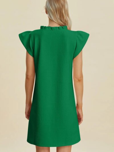 Double Take Full Size Ruffled V-Neck Cap Sleeve Dress 6bf9f8c0-9d9d-4bc4-957b-7a9ff3b97911-Max