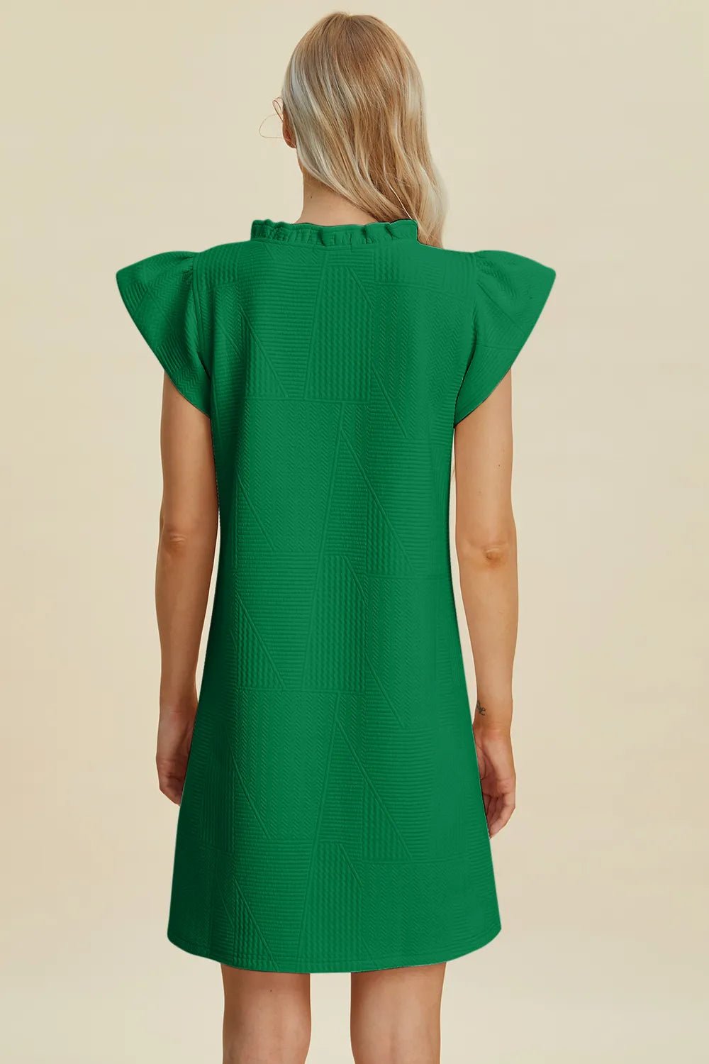 Double Take Full Size Ruffled V-Neck Cap Sleeve Dress 6bf9f8c0-9d9d-4bc4-957b-7a9ff3b97911-Max