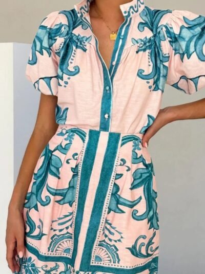 Printed Puff Sleeve Top and Skirt Set 6d10b639-b099-43f5-961d-1af6a2205e1d-Max-Origin