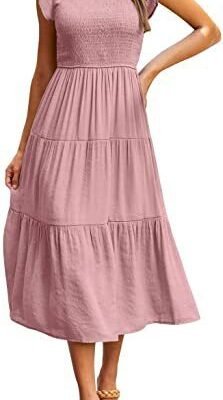 Gathered Layered Short Sleeve Swing Dress Gathered Layered Short Sleeve Swing Dress