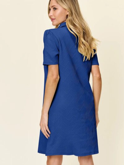 Double Take Full Size Texture Collared Neck Short Sleeve Dress 705a8daf-69d9-4c08-b9ad-36e4ffb4695a-Max