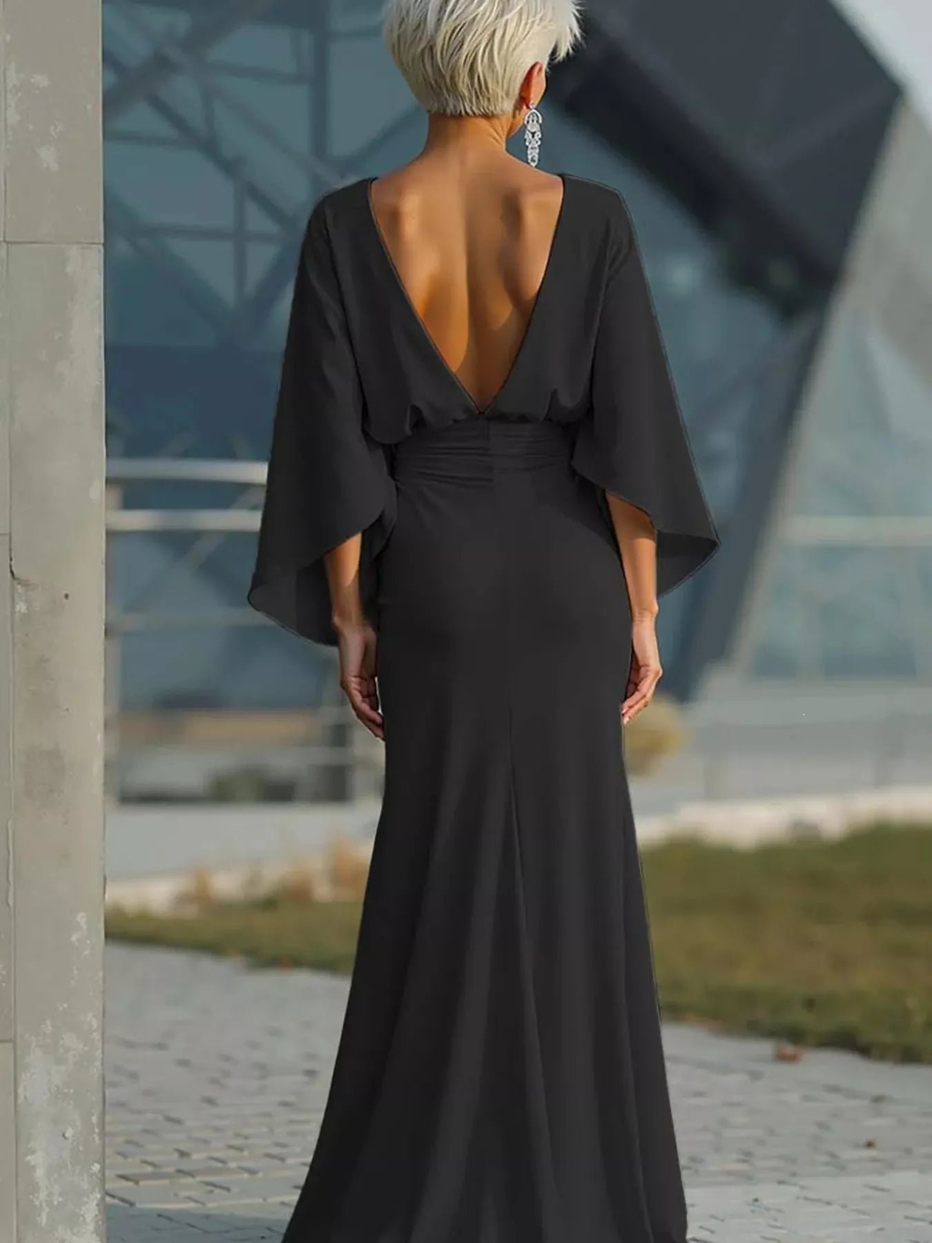 Batwing Sleeve Ruched Maxi Dress 71a7c0f2f2ae4737bfe46939bdd0b1a4-Max-Origin