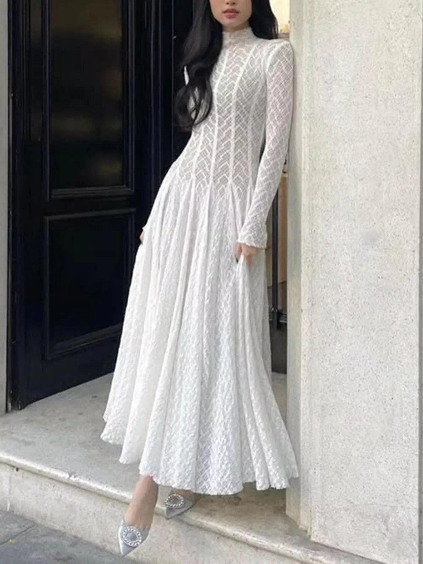 Lace Mock Neck Long Sleeve Maxi Dress 72acf9cefaa345caaf1a4cb1bf2ac3b8-Max-Origin