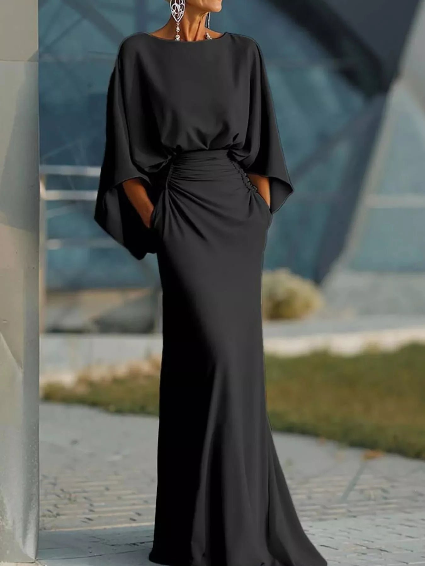 Batwing Sleeve Ruched Maxi Dress 74744d62-6d77-4970-ad3c-2eab3ed8418b-Max-Origin