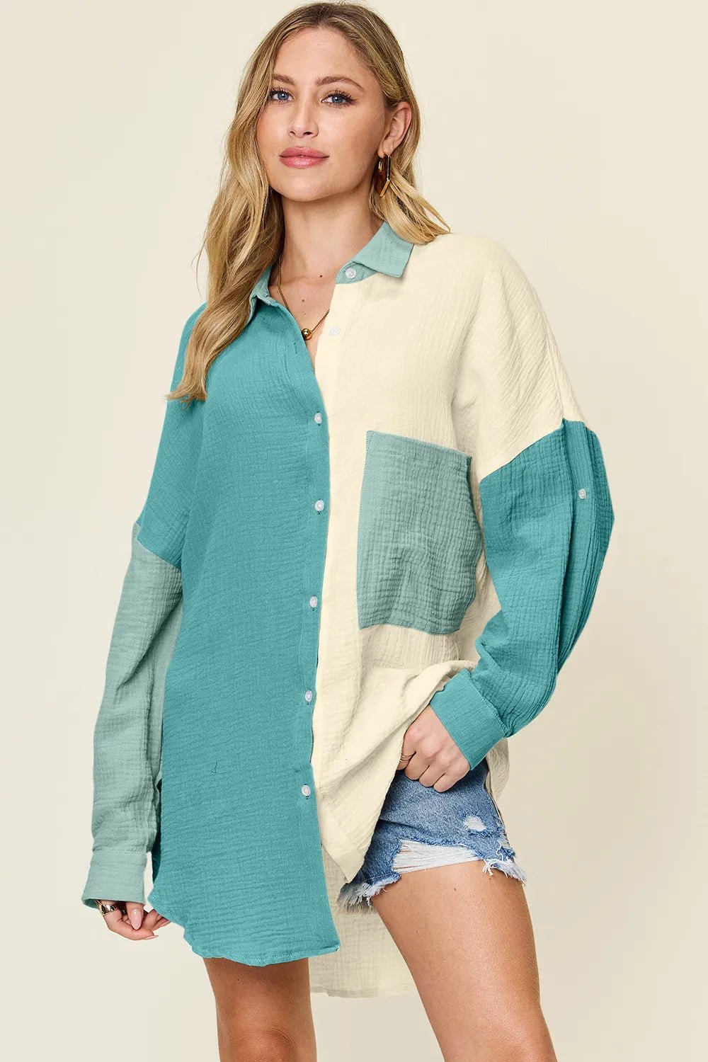 Double Take Full Size Pocketed Texture Button Up Shirt 74ada07f-83c7-4b46-9e9e-f98deddd0e70-Max