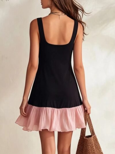 Ruffle Hem Square Neck Mini Dress 66b6bbf0-1942-420e-a31c-6d8b50550ab5-Max-Origin