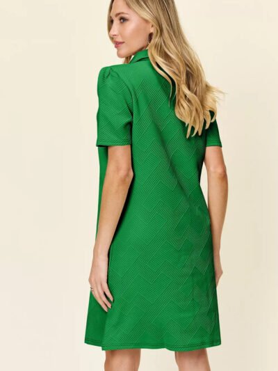 Double Take Full Size Texture Collared Neck Short Sleeve Dress 76202182-e70f-4875-8b17-257fa7804692-Max