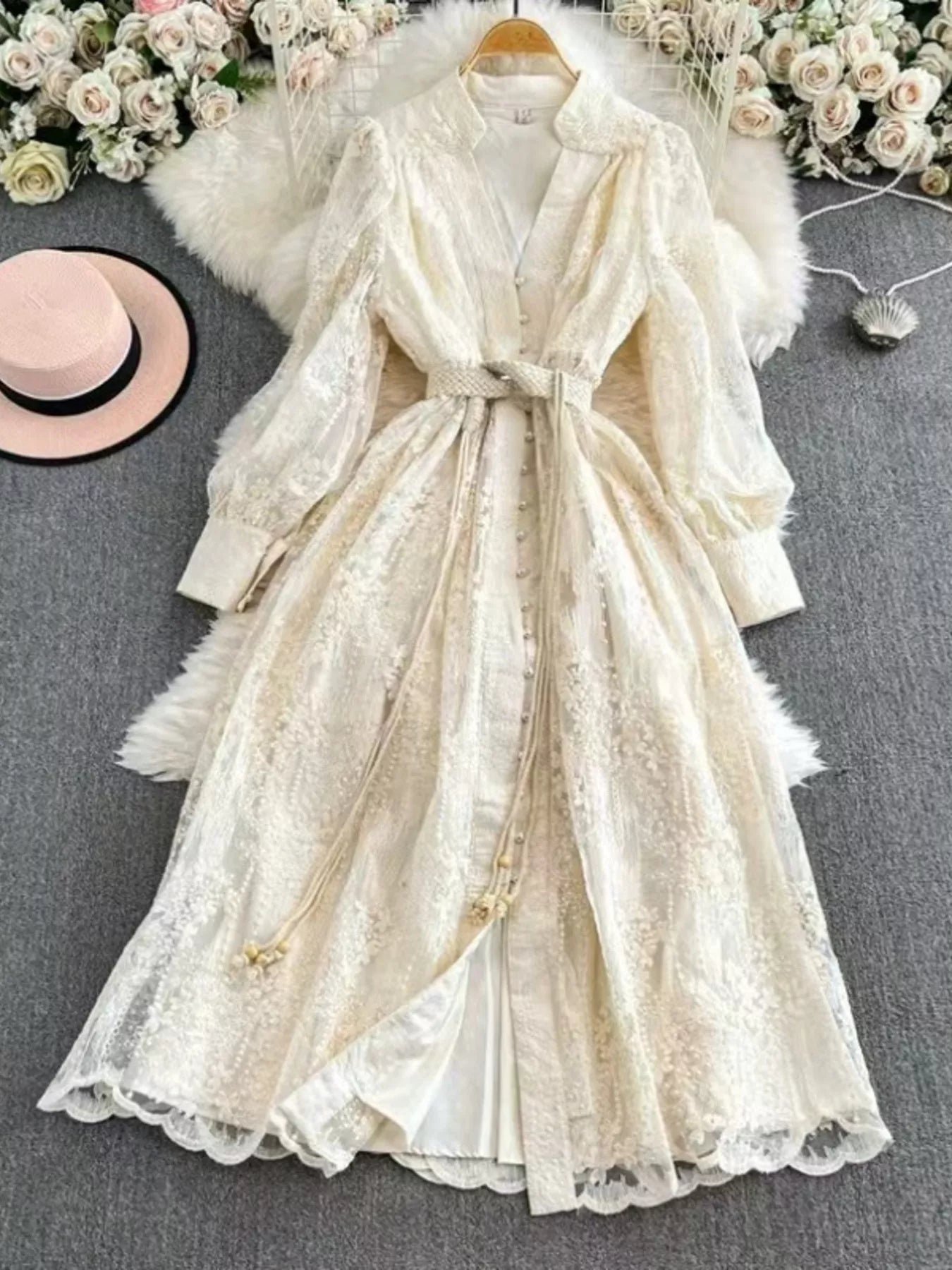 Lace Tie Waist Long Sleeve Dress 77ae44a1f4ed4ff587513e111149b97f-Max-Origin