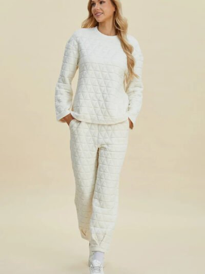 Double Take Full Size Texture Round Neck Long Sleeve Top and Pants Set 7f8a63d3-1223-49ad-b202-90d5fc283c1c-Max