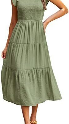 Gathered Layered Short Sleeve Swing Dress Gathered Layered Short Sleeve Swing Dress