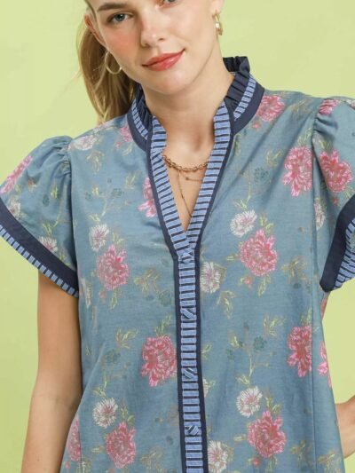 Umgee Floral Contrast Trim Ruffle Hem Mini Dress 88d5c86e-59f0-454a-9c36-bc361fa1e3f6-Max-Origin