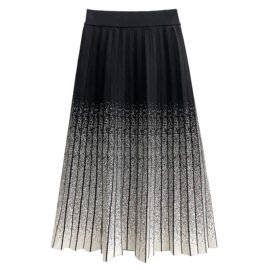 Gradient Knitted Pleated Midi Skirt | Ombre A-Line