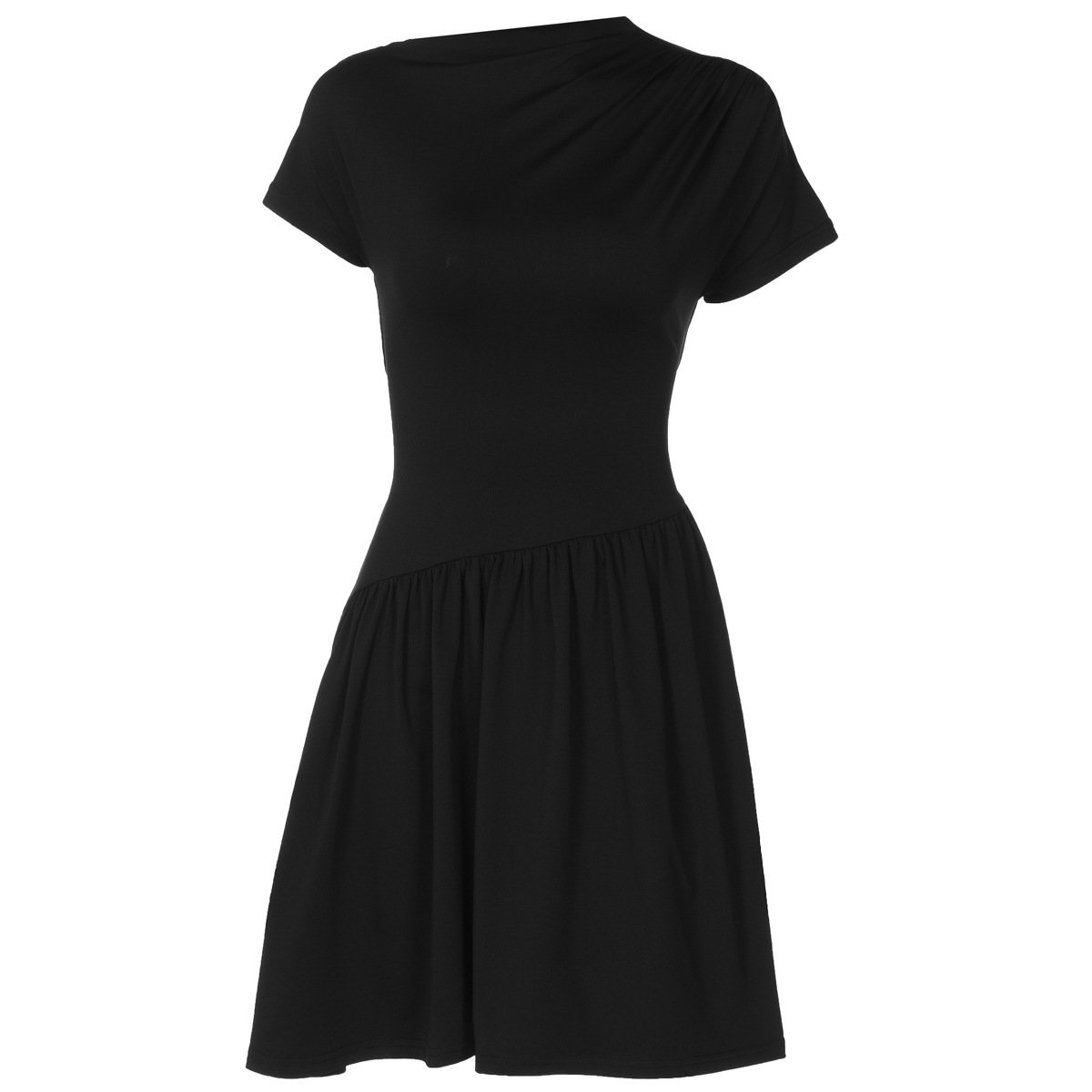 Lace-up Pleated Solid-color Short-sleeve Dress Lace-up Pleated Solid-color Short-sleeve Dress - Image 5
