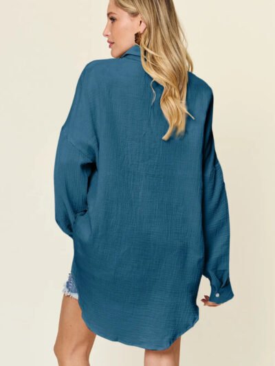 Double Take Full Size Pocketed Texture Button Up Shirt 941c5fb7-733a-4b0d-aa1f-5797cd5d0d8b-Max