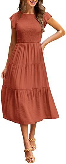 Gathered Layered Short Sleeve Swing Dress Gathered Layered Short Sleeve Swing Dress - Image 9