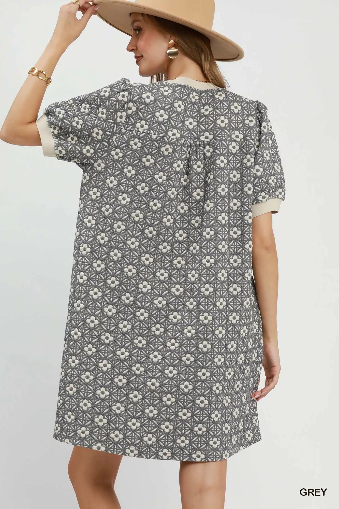 Umgee Floral Textured Puff Sleeve Mini Dress 98c7efd2-804c-40ab-a934-736d6b18be31-Max-Origin