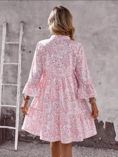 Loose V-neck Ruffle Floral Dress For Women Loose V-neck Ruffle Floral Dress For Women