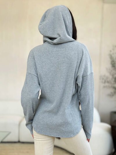 Culture Code Full Size Ribbed Zip Up Drawstring Hooded Jacket 99b6ae6b-1abb-4d22-a963-0bc3b922dd18-Max