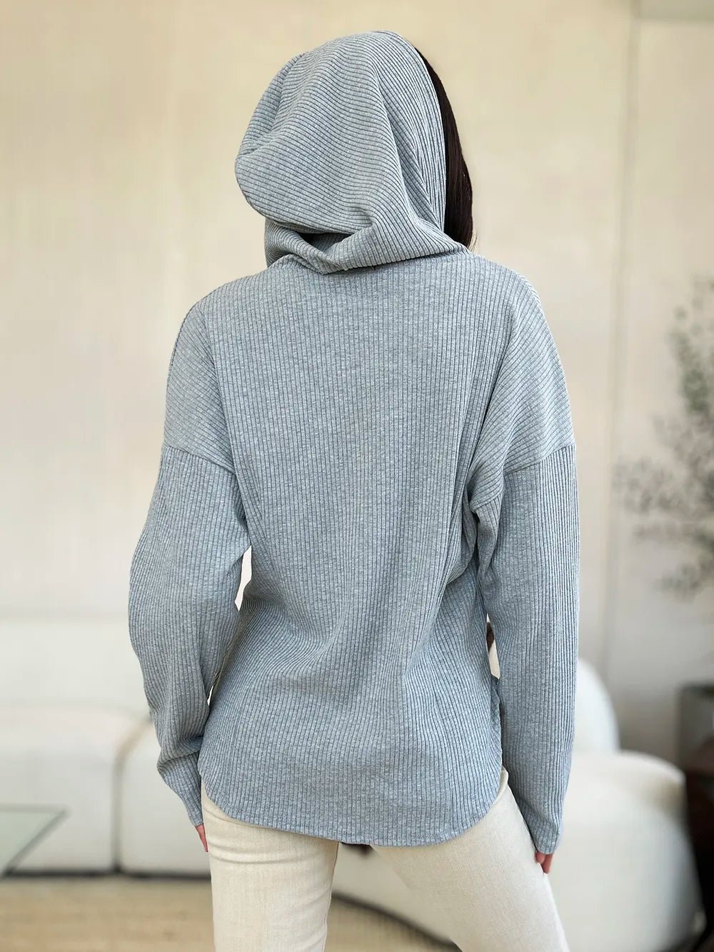 Culture Code Full Size Ribbed Zip Up Drawstring Hooded Jacket 99b6ae6b-1abb-4d22-a963-0bc3b922dd18-Max