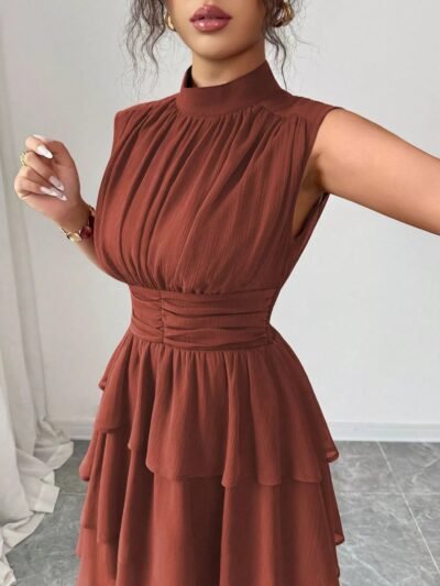 Sleeveless Mock Neck Layered Ruffle Dress 9a73b245-6ad5-445e-8b14-8eaa919ec85b-Max-Origin