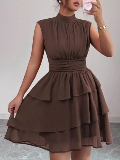 Sleeveless Mock Neck Layered Ruffle Dress 9b94555a-9853-48b7-b6d5-df3bd43d96f3-Max-Origin