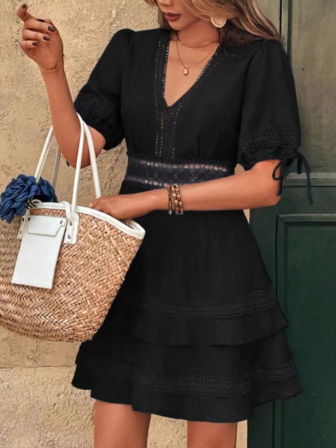 Lace Detail V-Neck Mini Dress 9bb66e14-644c-4650-ac01-3d971734cb15-Max-Origin