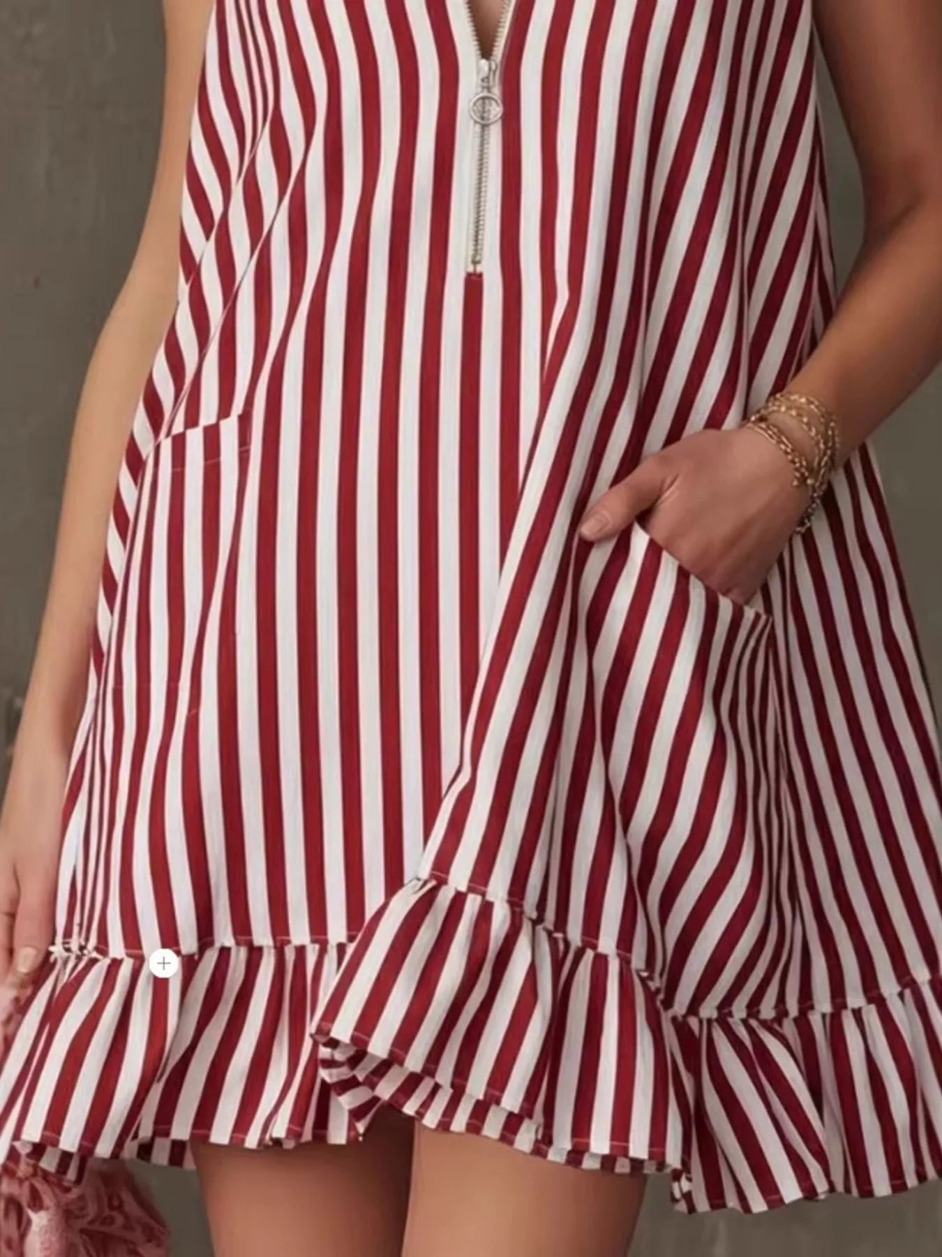 Striped Zipper Neck Ruffle Hem Dress 9dd1279454164d0f9d4bcd30421d97ce-Max-Origin