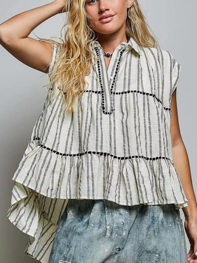 POL Striped Ruffle Collared Sleeveless Cotton Top 9e6967a6-b3a2-4287-917f-8546dfecb57a-Max-Origin