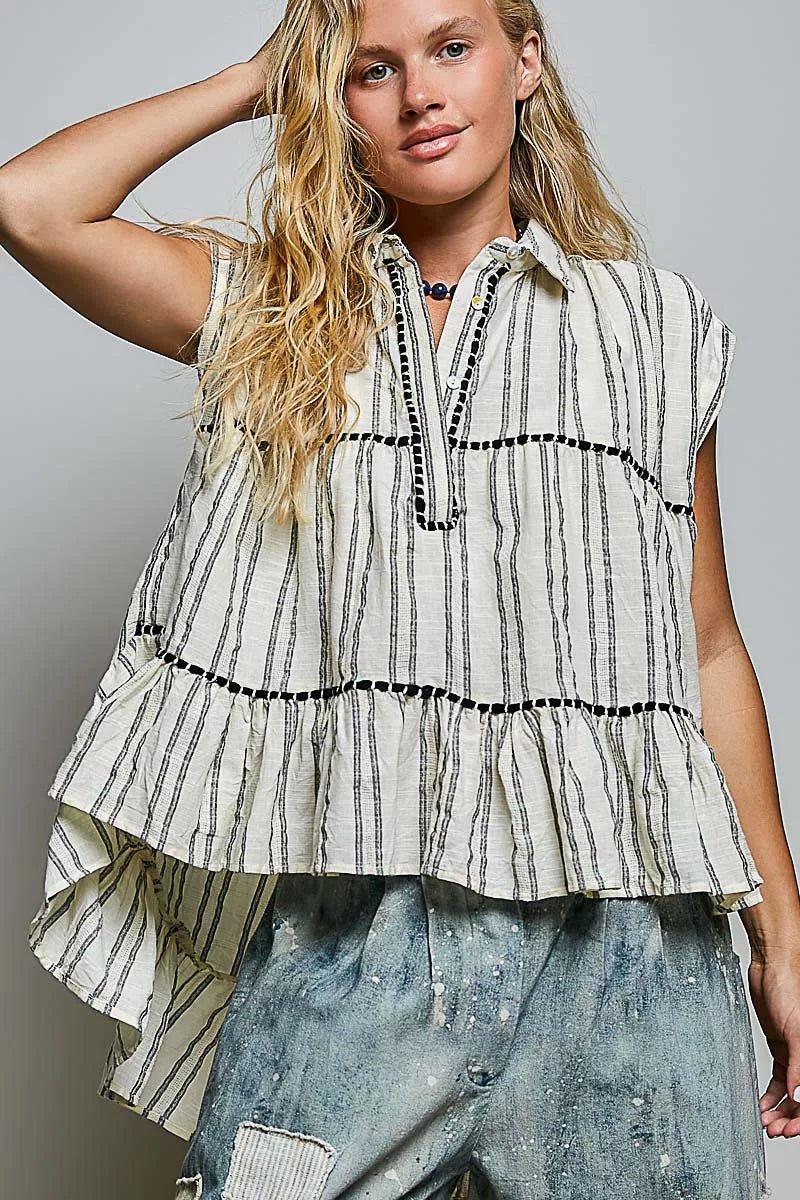 POL Striped Ruffle Collared Sleeveless Cotton Top 9e6967a6-b3a2-4287-917f-8546dfecb57a-Max-Origin