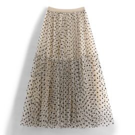 Mesh half skirt, heavy industry flocking polka dot skirt, oversized umbrella skirt, A-line skirt, fluffy gauze skirt