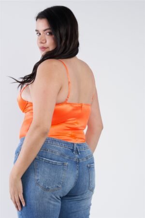 Plus Size Silk Chain Spaghetti Strap High Thong Center Cut Out Bodysuit Plus Size Silk Chain Spaghetti Strap High Thong Center Cut Out Bodysuit