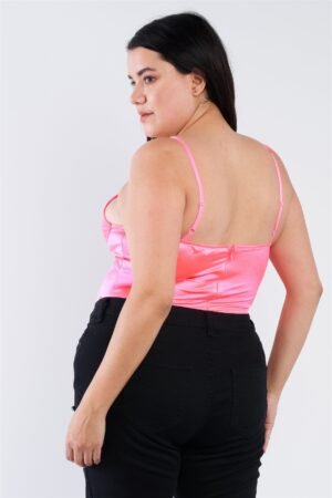 Plus Size Silk Chain Spaghetti Strap High Thong Center Cut Out Bodysuit Plus Size Silk Chain Spaghetti Strap High Thong Center Cut Out Bodysuit