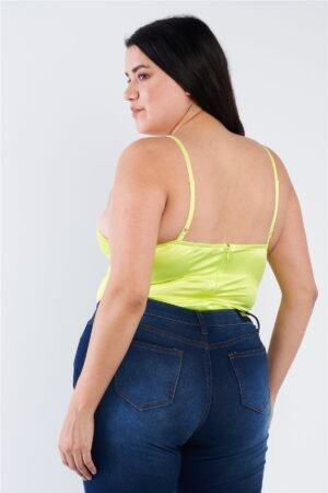 Plus Size Silk Chain Spaghetti Strap High Thong Center Cut Out Bodysuit Plus Size Silk Chain Spaghetti Strap High Thong Center Cut Out Bodysuit