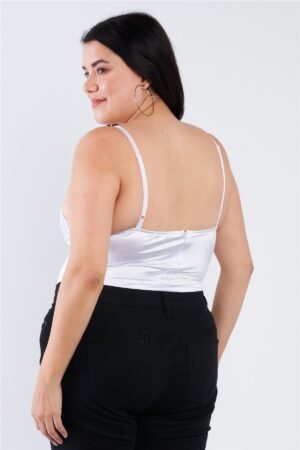 Plus Size Silk Chain Spaghetti Strap High Thong Center Cut Out Bodysuit Plus Size Silk Chain Spaghetti Strap High Thong Center Cut Out Bodysuit