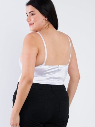 Plus Size Silk Chain Spaghetti Strap High Thong Center Cut Out Bodysuit Plus Size Silk Chain Spaghetti Strap High Thong Center Cut Out Bodysuit