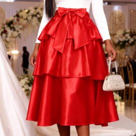 High waisted bow skirt