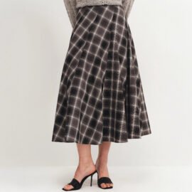 Plaid waist cinching skirt