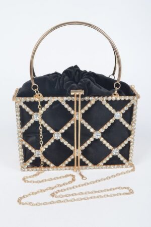 Rhinestone Metal Frame Clutch