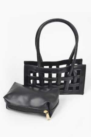 Woven Faux Leather Bag