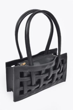 Woven Faux Leather Bag