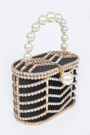 Rhinestone Metal Frame Clutch